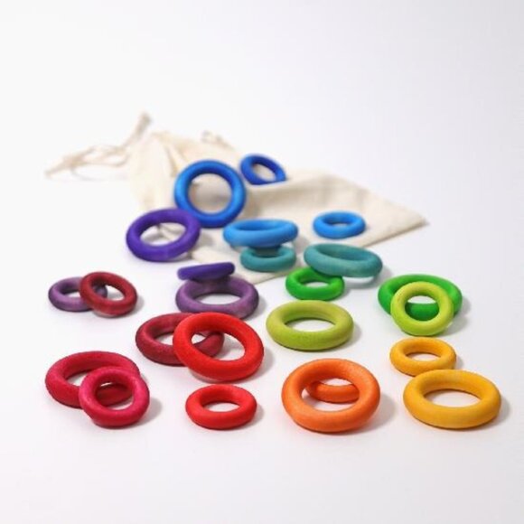 NWT Grimm's Wooden Toys Rainbow Rings - Picture 1 of 1